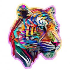 Puzzle 150 pièces/15 formes en bois : tigre coloré