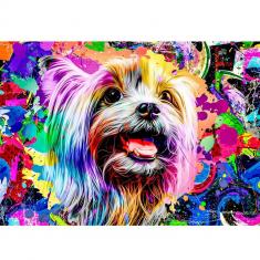 Puzzle 505 pièces/50 formes en bois : yorkshire terrier pop art