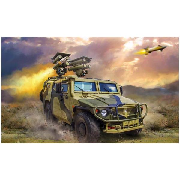 Maquette véhicule militaire : GAZ Tiger avec Missiles Kornet - Zvezda-Z3682