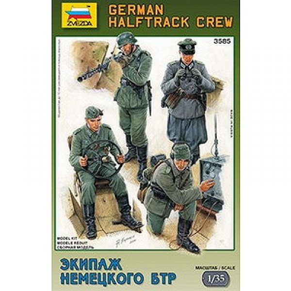Figurines 2ème Guerre Mondiale : Equipage de halftrack Allemand - Zvezda-3585