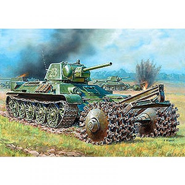 Maquette Char : T-34/76 démineur  - Zvezda-3580