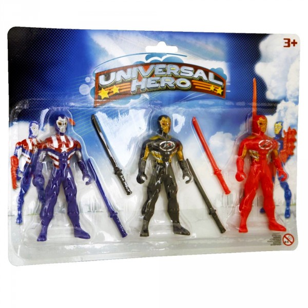 Figurines de ninjas : 3 ninjas Universal Hero dont 1 avec motif étoile - LGRI-94651-2