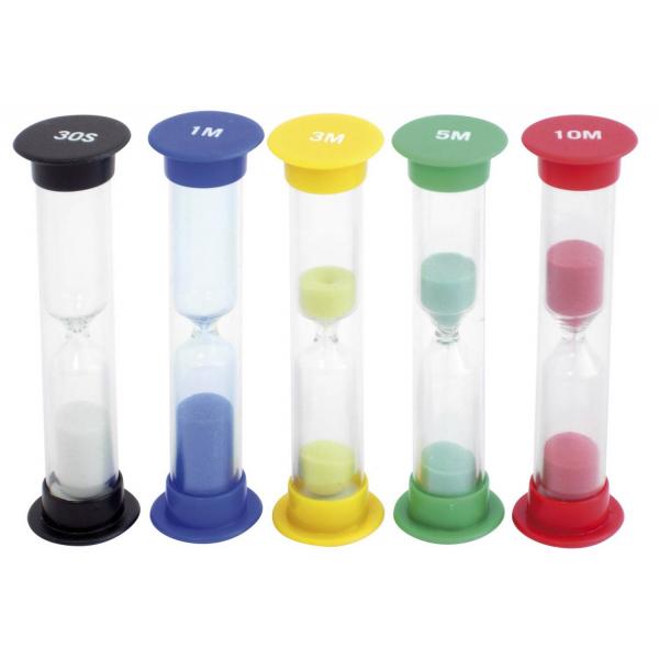 Relojes de arena pequeños 9 cm, 30 s, 1 min, 3 min, 5 min, 10 min, 5 piezas - Eduplay-120048