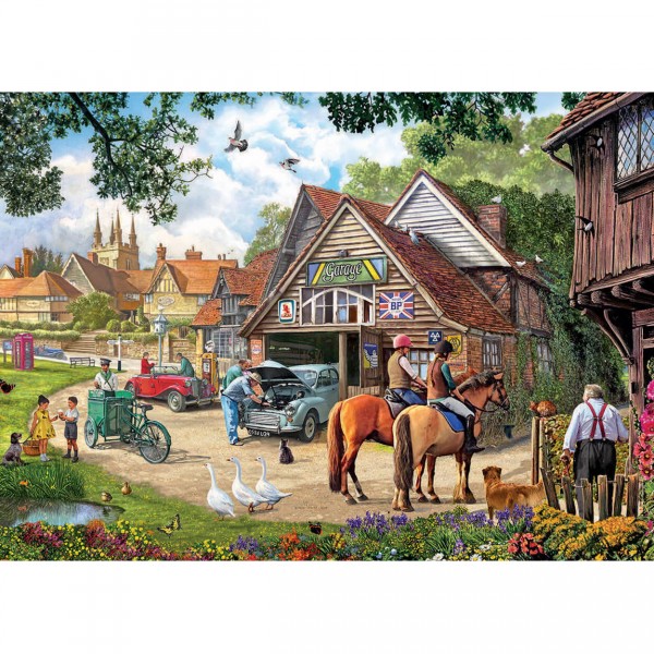 1000 pieces puzzle: Steve Crisp: Sunday afternoon in the village - Gibsons-G6188