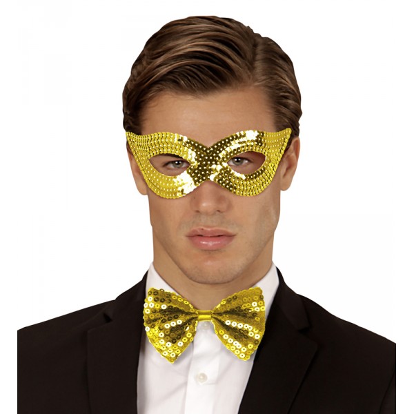 Masque Loup Sequin Doré - 05914