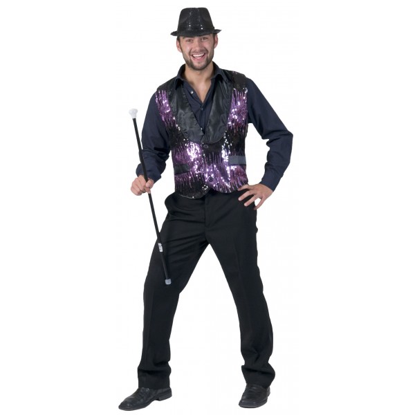 Black And Purple Sequined Vest - parent-12173