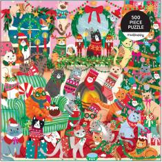 Rompecabezas de 500 piezas: Gato Feliz Navidad