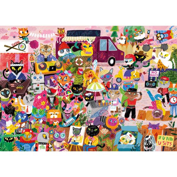 Puzzle 1000 pièces : Cat Crowd - Édition Spéciale Lauren Lowen - Magnolia-2120