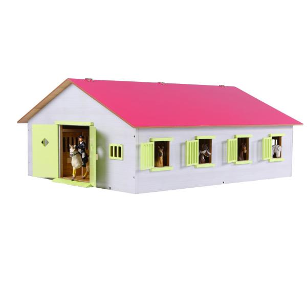 Horsestable wood with 7 boxes  (1:24) - KidsGlobe-610189