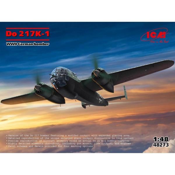 Maquette avion : Do 217K-1 - WWII Bombardier allemand en 1:48 - ICM-48273