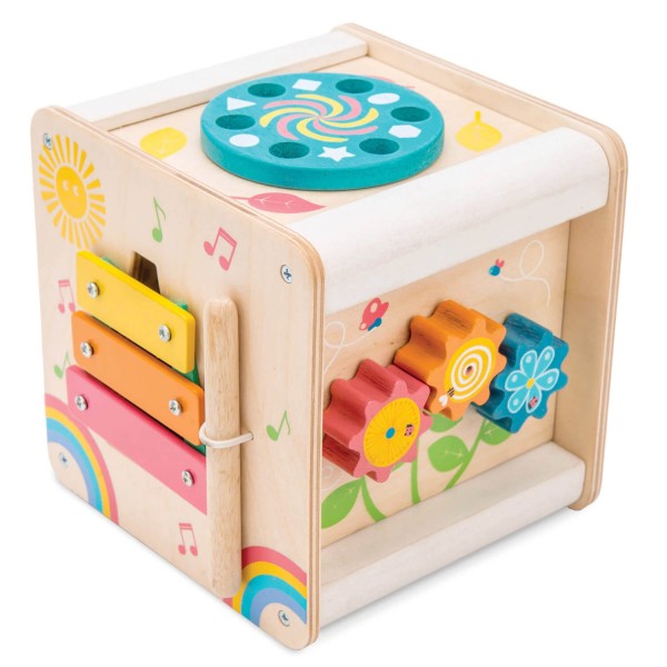 Pequeño cubo de actividades de madera. - Toyvan-PL105