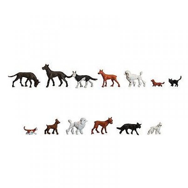 Modélisme HO : Figurines : Set chats et chiens - Faller-154012