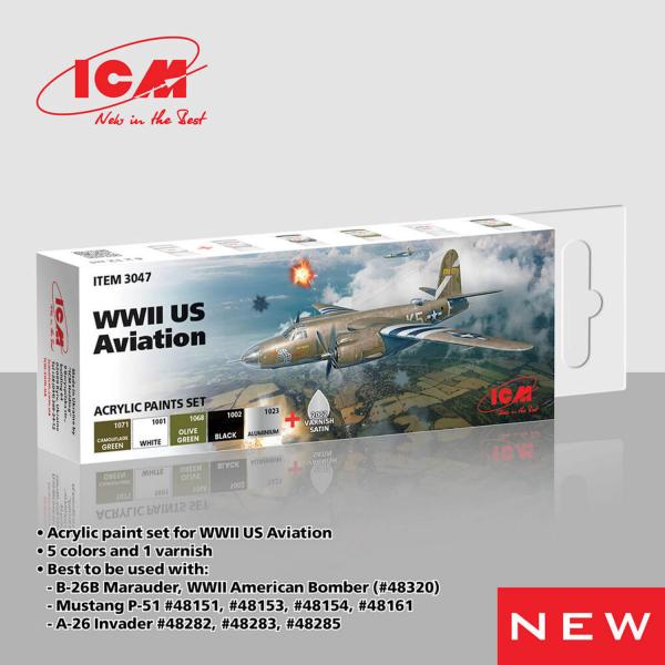 Set de peintures : Avion WWII US - ICM-3047