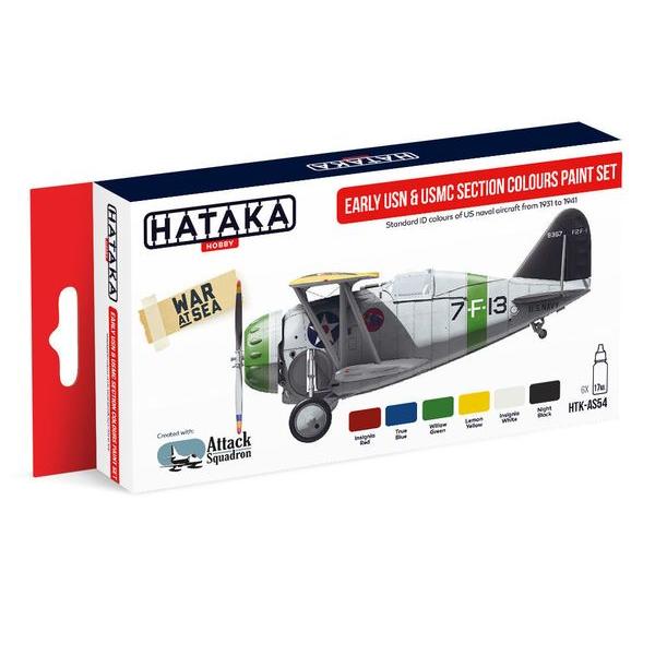 Red Line Set (6 pcs) Early USN & USMC Section Colours paint set - HATAKA - HTK-AS54