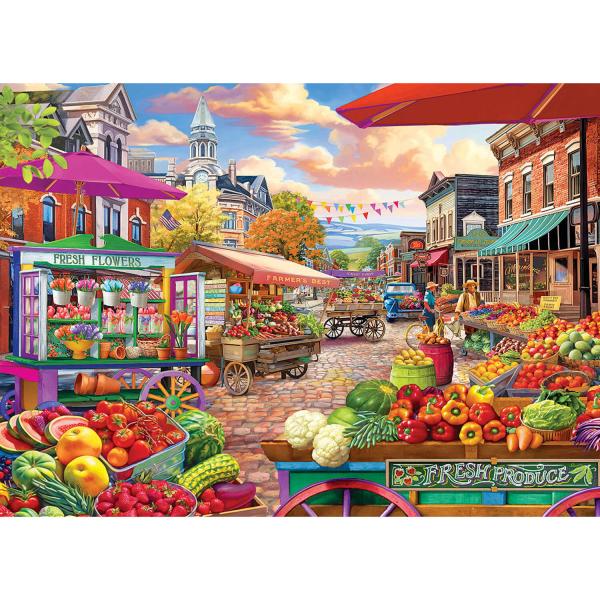 Puzzle 1000 pièces : Jour du marché de la rue principale - EuroG-6000-5860
