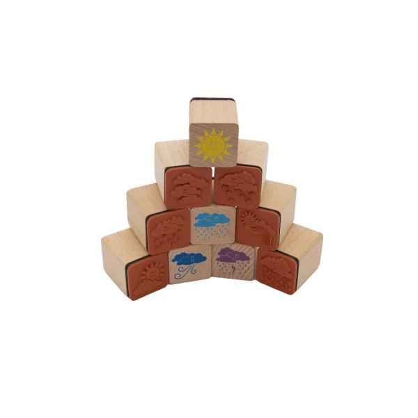Sello de madera de tiempo, juego de 10 - Eduplay-220116