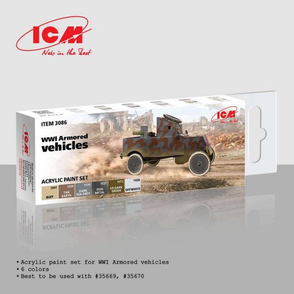 Set de peinture pour véhicules blindés de la Première Guerre mondiale - ICM-3086