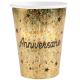 Miniature Gobelets en carton x 10 - Anniversaire étincelant Or