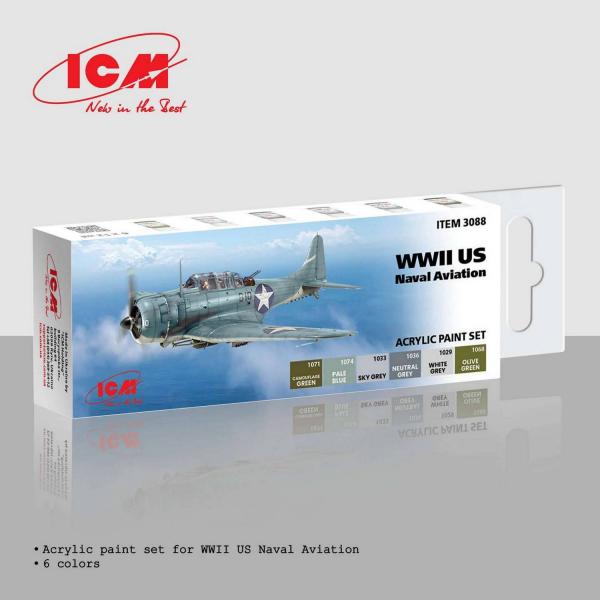 Set de peinture acrylique pour US Navy de la Seconde Guerre mondiale - ICM-3088