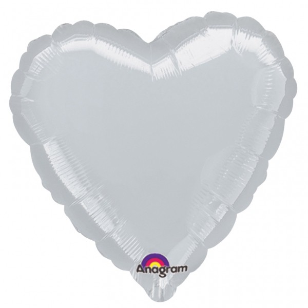 Ballon Coeur Argent Mylar 43 cm - 1057601