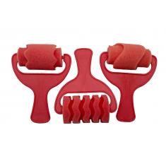 Rouleau à motifs, set de 3 rouges