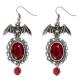 Miniature BOUCLES D'OREILLES chauve-souris pierre rouge