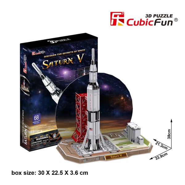 Puzzle 3D 68 pièces : Saturne V Rocket - Cubic-79322