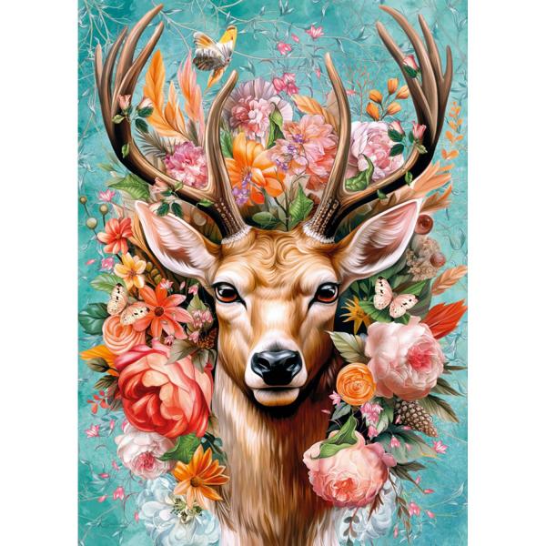 1000 Teile Puzzle: Blühendes Hirsch - Timaro-30752