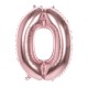 Miniature Globo Mylar Rosa Cobre Número 0 - 86 cm