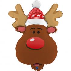 Balloon - Smiley Reindeer Head 