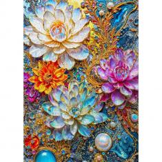 Puzzle 1000 pieces : Pearlescent Waterlilies