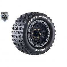 Jeu de pneus Monster Truck 1/10 - Montés - Sport - Roues noires - Amovibles -L-T3308SX