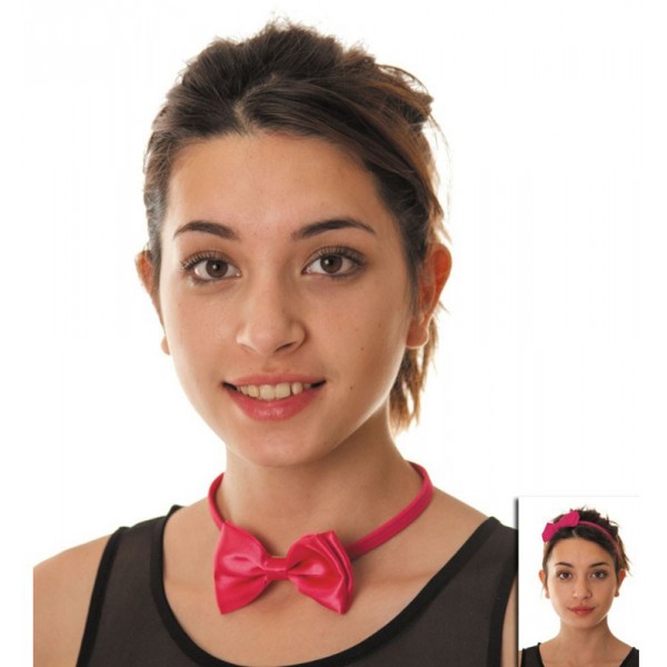 Noeud Papillon ou Serre-Tête Rose - Adulte - 8554
