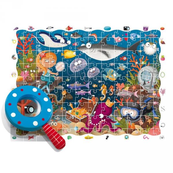 108 Teile Puzzle: Detektiv-Puzzle: Unterwasserwelt - Ludattica-5820156