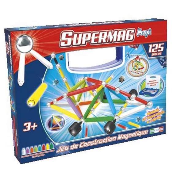 Jeu de construction magnétique : Supermag Maxi 125 pièces - MGM-950125