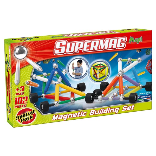 Jeu de construction magnétique : Supermag Maxi 102 pièces - MGM-950134A