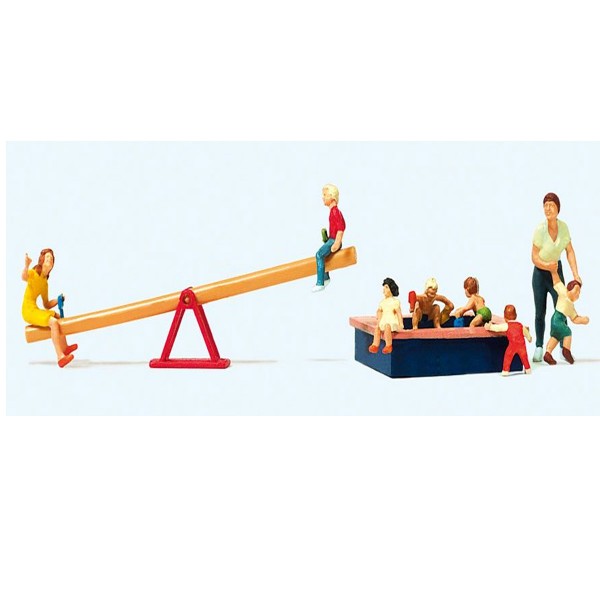 Fabricación de Maquetas HO: Figuras - Juegos infantiles con niños - Preiser-PR10587