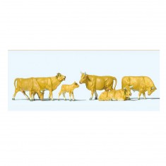 Modélisme HO : Figurines : Set de 6 vaches beiges