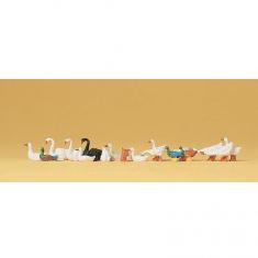 Figuras de fabricación de Maquetas HO: patos, gansos, cisnes