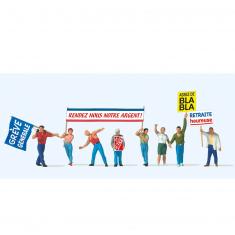 Figuras de fabricación de modelos HO: manifestantes