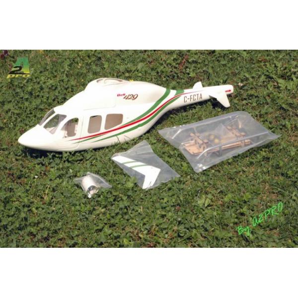 Fuselage Bell 429 format 450 (Blanc - rouge - vert) A2pro - A2P-808538