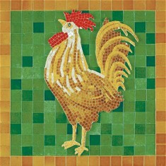 Mosaïque en céramique émaillée : Coq