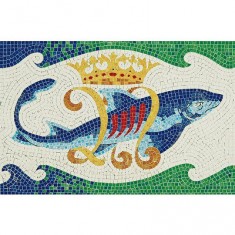 Glasiertes Keramikmosaik: Delphin