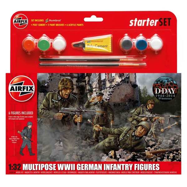 Figurines 2ème Guerre Mondiale : Starter Set : Infanterie allemande multi-poses - Airfix-55210