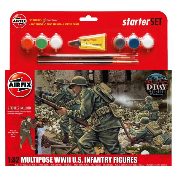 Figurines 2ème Guerre Mondiale : Starter Set : Infanterie US multi-poses - Airfix-55212