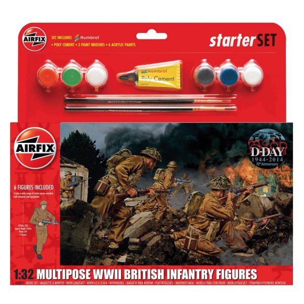 Figurines militaires pour maquette : WWII British Infantry Multipose : Starter Set : 1:32 - Airfix-55211