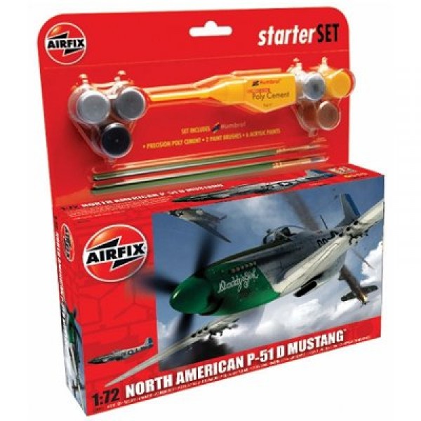 Maquette avion : Starter Set : North American Aviation P-51D Mustang - Airfix-50095