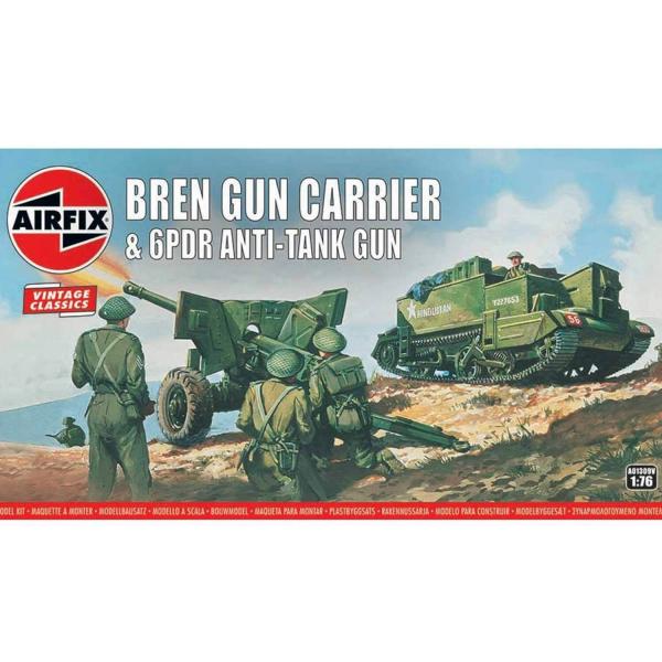 Maqueta de vehículo militar: Clásicos clásicos: Bren Gun Carrier y 6PDR Anti-Tank Gun - Airfix-A01309V