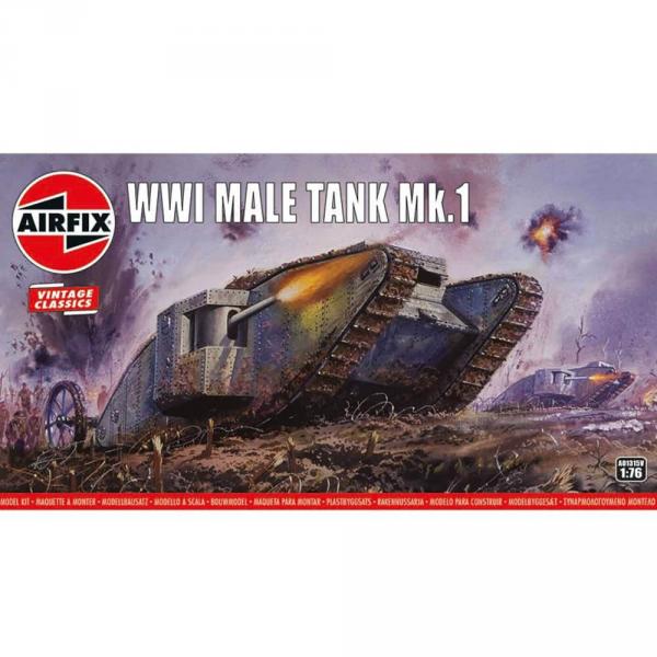 Maquette Char : Vintage Classics : WWI Male Tank Mk I - Airfix-A01315V