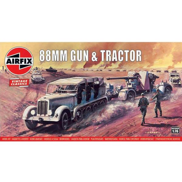 88mm Flak Gun & Tractor, Vintage Classic - 1:76e - Airfix - Airfix-A02303V